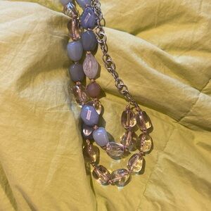 Chic Beaded Necklace with Blue and Pink Accents